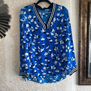 Alfani Blue and Black Patterned Blouse